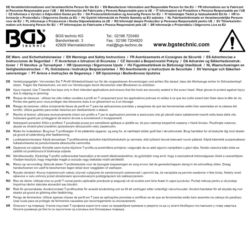 Zástrčný klíč Torx T10 s posuvnou T-rukojetí BGS106091 (BGS106091)