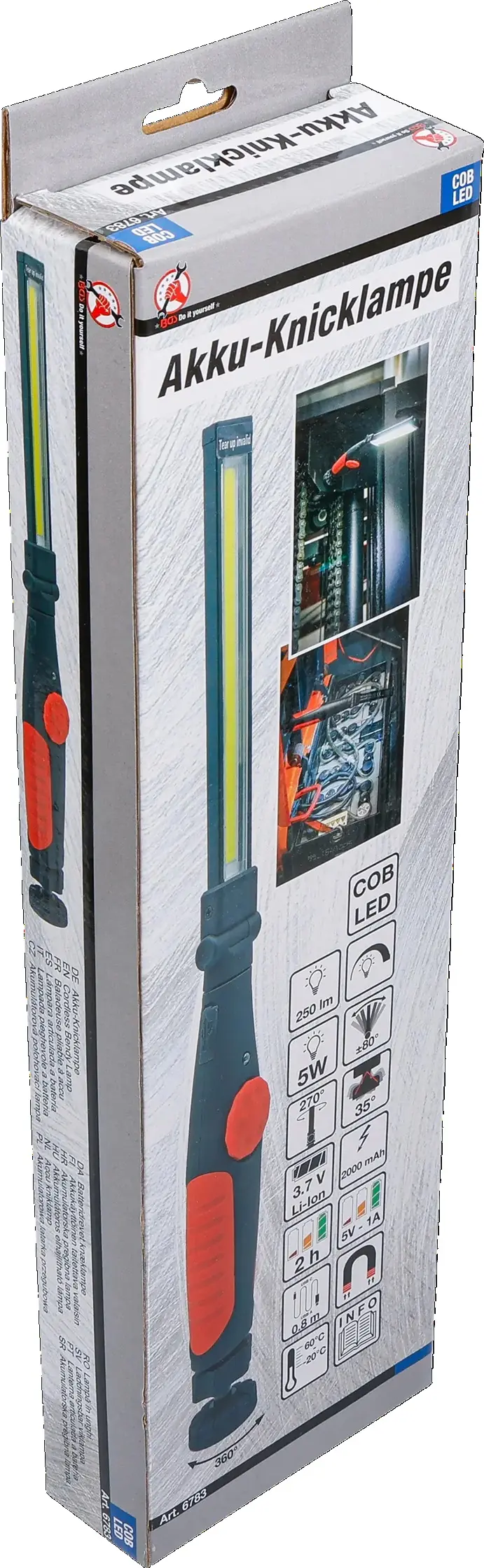 Akumulátorová polohovací lampa COB-LED 5 W BGS106783 (BGS106783)