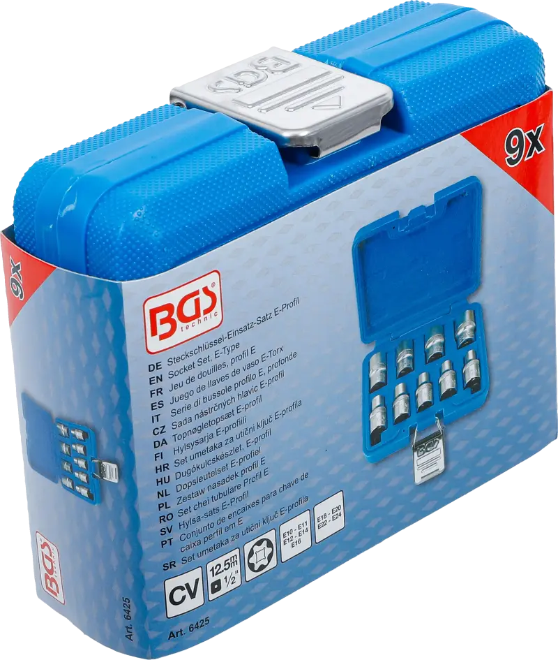 Nástrčné hlavice 1/2" E-profil E10 ÷ E24 BGS106425 Sada 9 dílů (BGS106425)