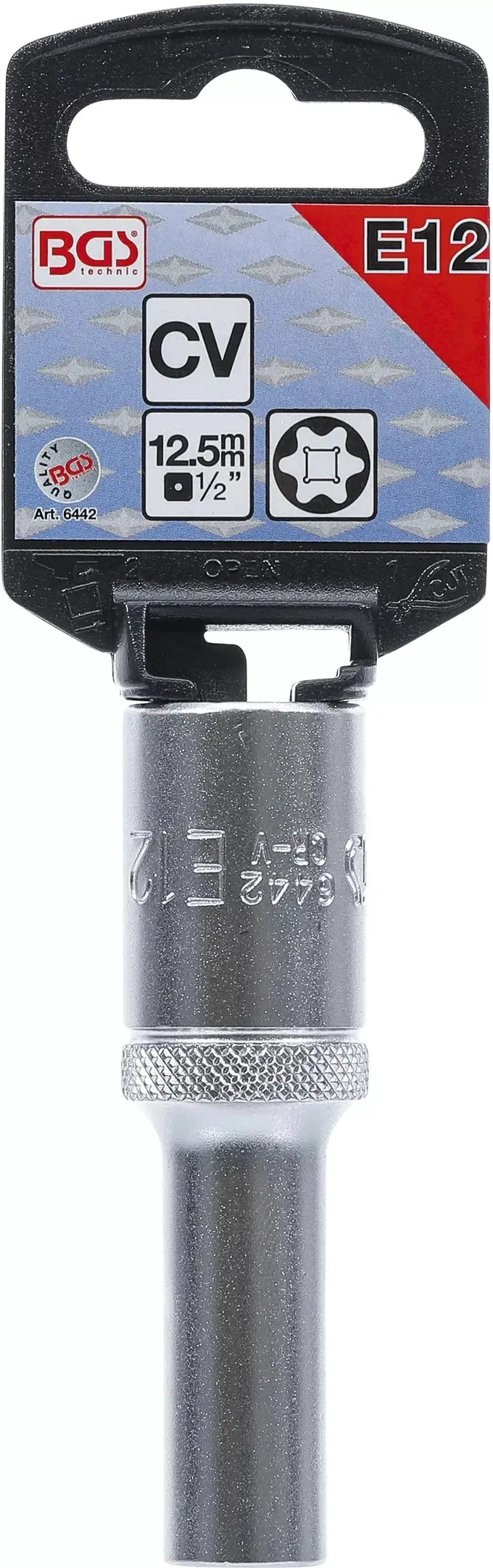 Nástrčná hlavice 1/2" E-Profil E12 BGS106442, prodloužená (BGS106442)