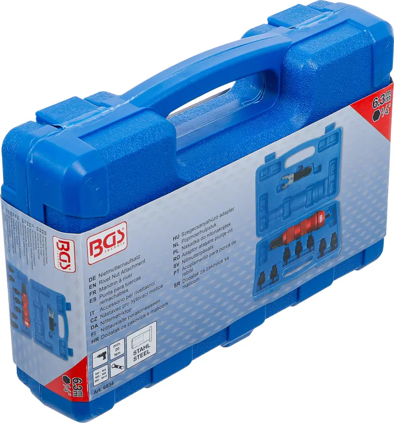 Nástavce pro nýtovací matice M3 ÷ M10 BGS106834, kovové provedení (Sada 9 dílů) (BGS106834)