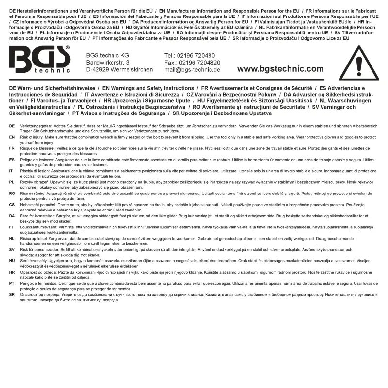 Očkoploché klíče BGS 71026 XXL 1 5/16 ÷ 2" Palcové. Sada - 6 dílů (BGS1071026)