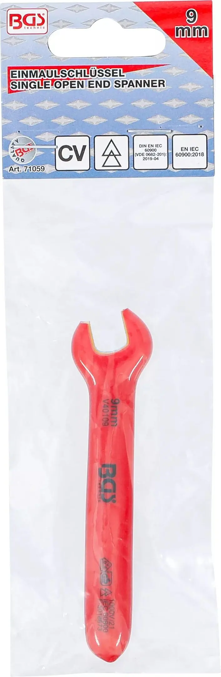 Jednostranný otevřený klíč BGS 71059 9 mm VDE (BGS1071059)