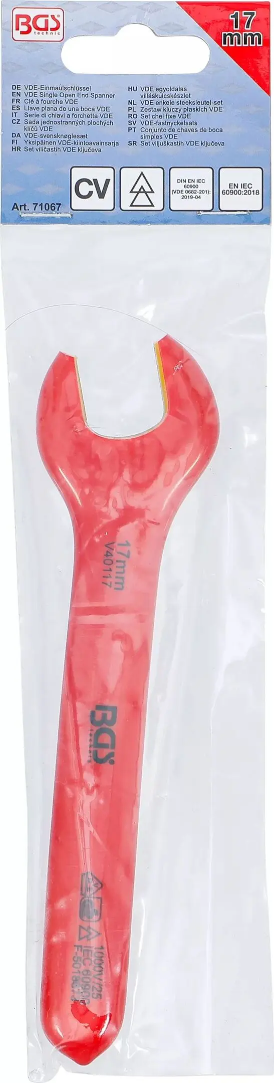 Jednostranný otevřený klíč BGS 71067 17 mm VDE (BGS1071067)