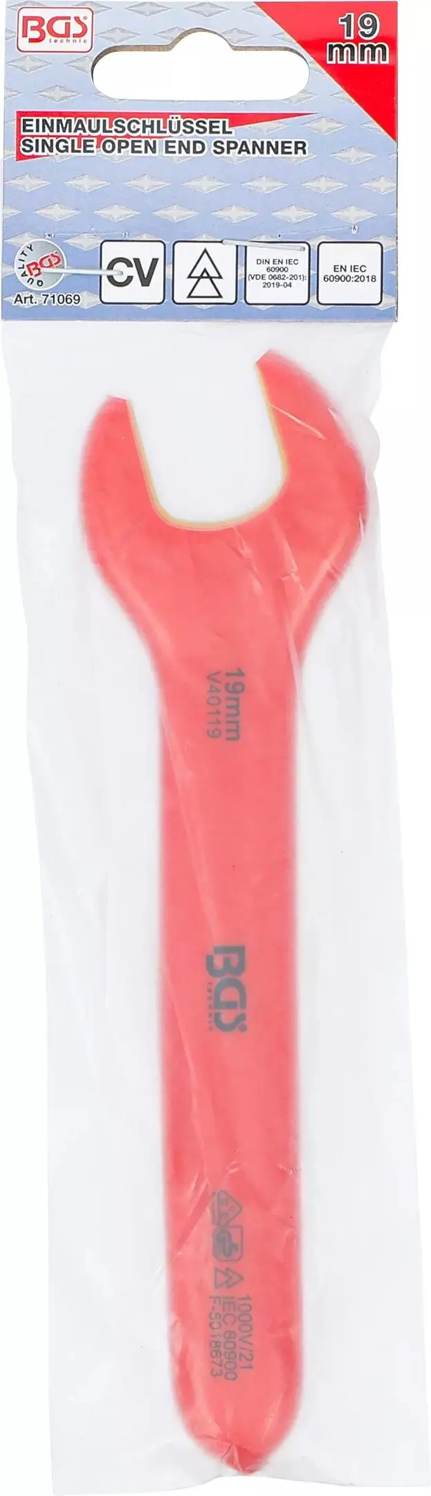 Jednostranný otevřený klíč BGS 71069 19 mm VDE (BGS1071069)