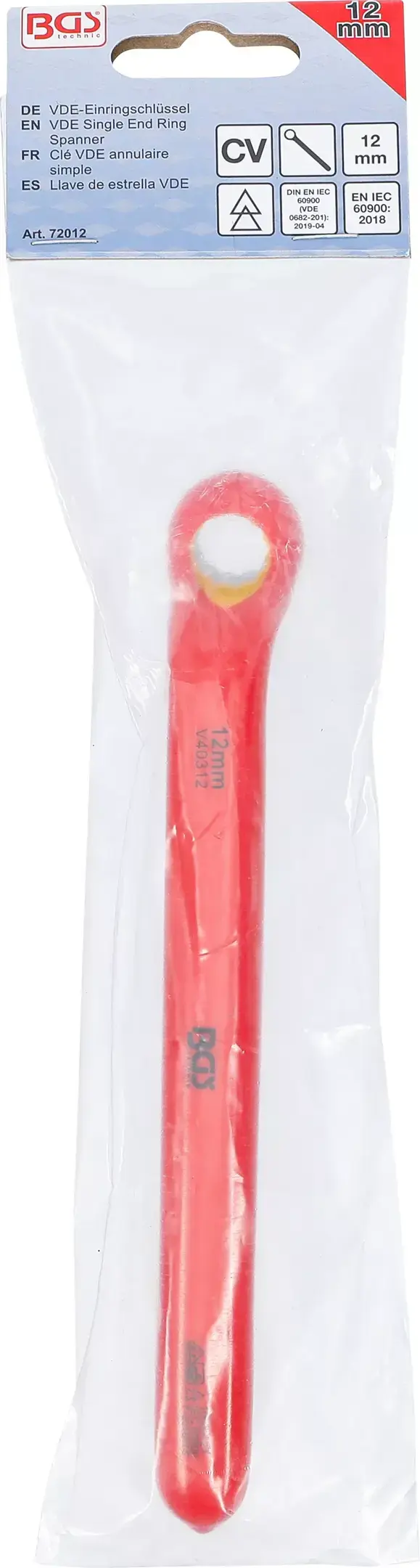 Jednostranný očkový klíč 12 mm BGS 72012 VDE, hluboce vyhnutý (BGS1072012)