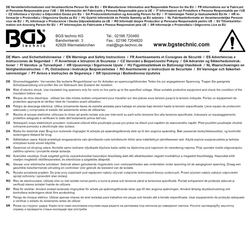 Jednostranný očkový klíč 30 mm BGS 72030 VDE, hluboce vyhnutý (BGS1072030)