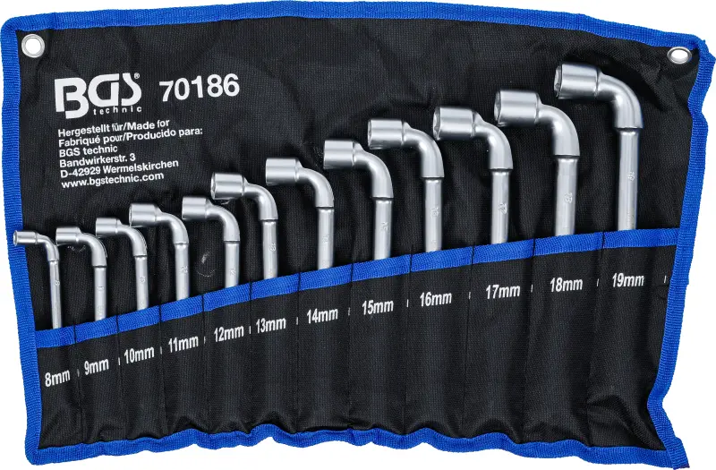 Zahnuté trubkové klíče 8 ÷ 19 mm BGS1070186 (Sada 12 dílů) (BGS1070186)