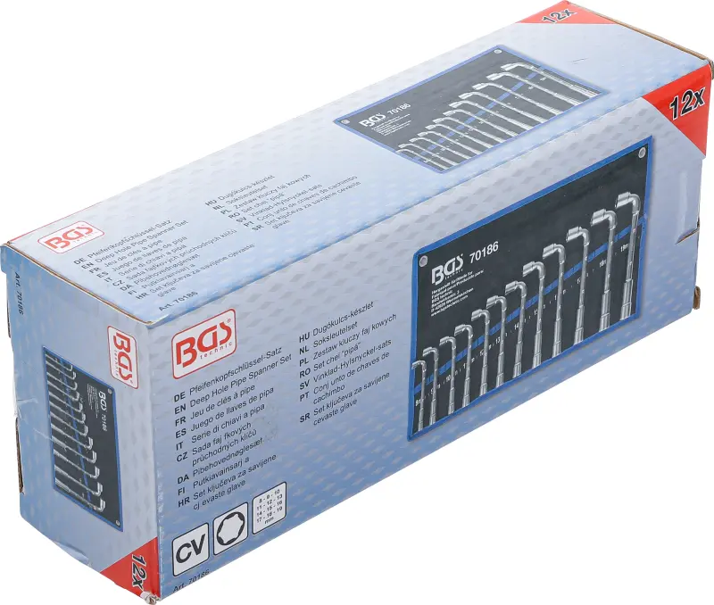 Zahnuté trubkové klíče 8 ÷ 19 mm BGS1070186 (Sada 12 dílů) (BGS1070186)