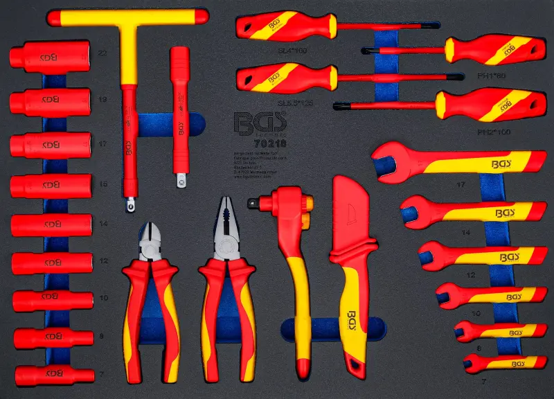 Vložka do dílenského vozíku 3/3: Nářadí, ráčna + nástrčné hlavice 3/8" 7 ÷ 22 mm BGS1070218 (Sada 26 dílů) (BGS1070218)