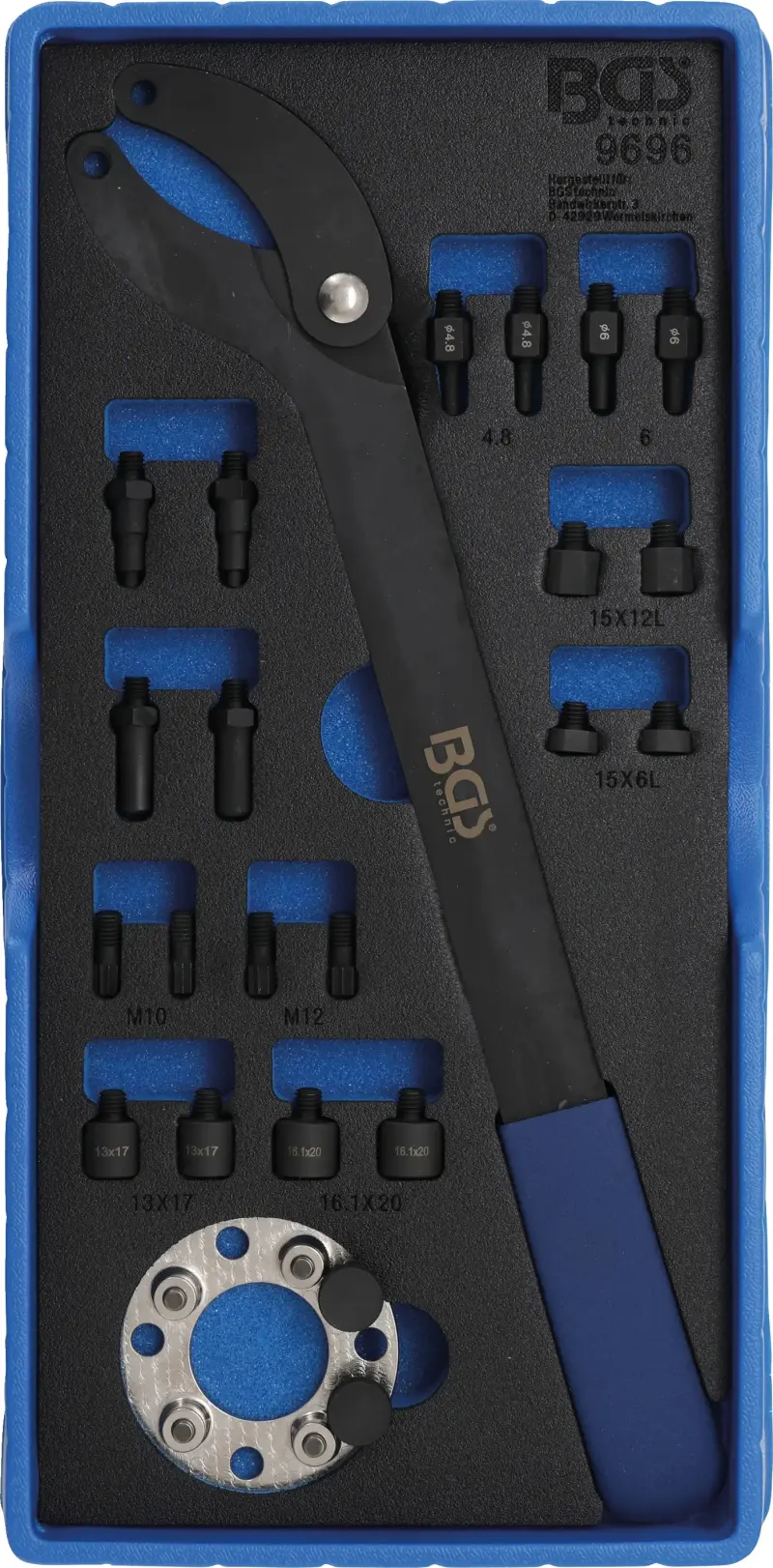 Vložka do dílenského vozíku 1/3: souprava nářadí k přidržování vačkových hřídelí pro VAG, BGS 9696 (BGS109696)