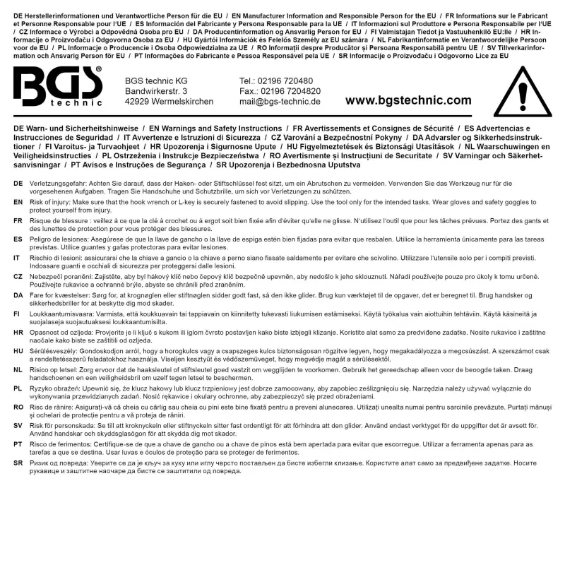 Kloubový hákový klíč 120 ÷ 180 mm BGS 73231 s nosem (BGS1073231)