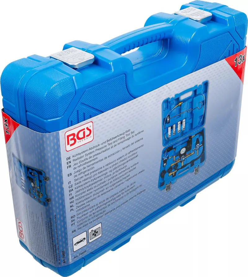 Nástroje pro testování chladicího systému vozidel BGS1074405 (Sada 13 dílů) (BGS1074405)