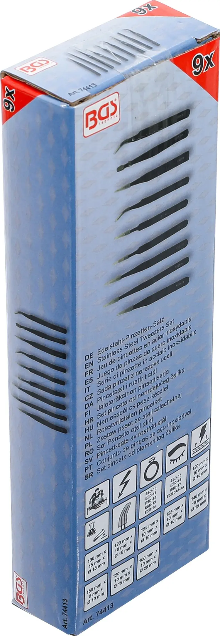 Pinzety BGS1074413 z nerezové oceli (Sada 9 dílů) (BGS1074413)