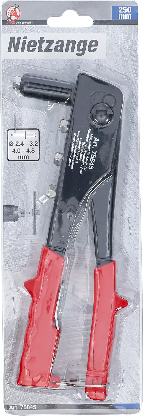 kleště nýtovací, 4 nástavce, 2,4-4,8 mm (BGS1075845)
