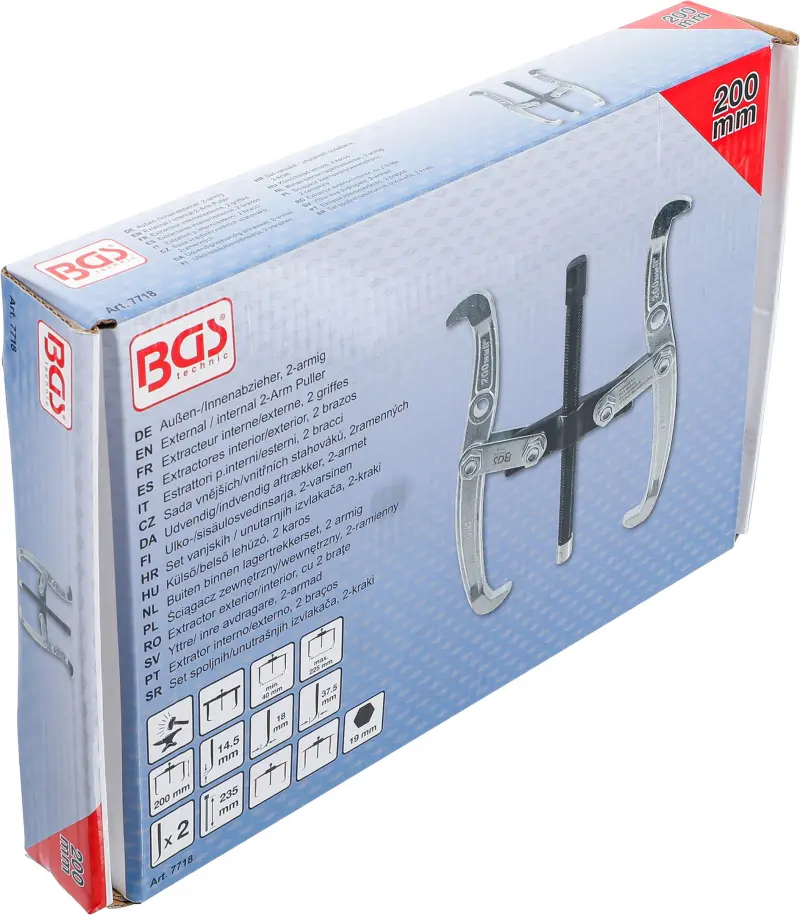 Vnější/vnitřní 2ramenné stahováky 40 ÷ 225 mm BGS107716 Sada 2 ks (BGS107718)