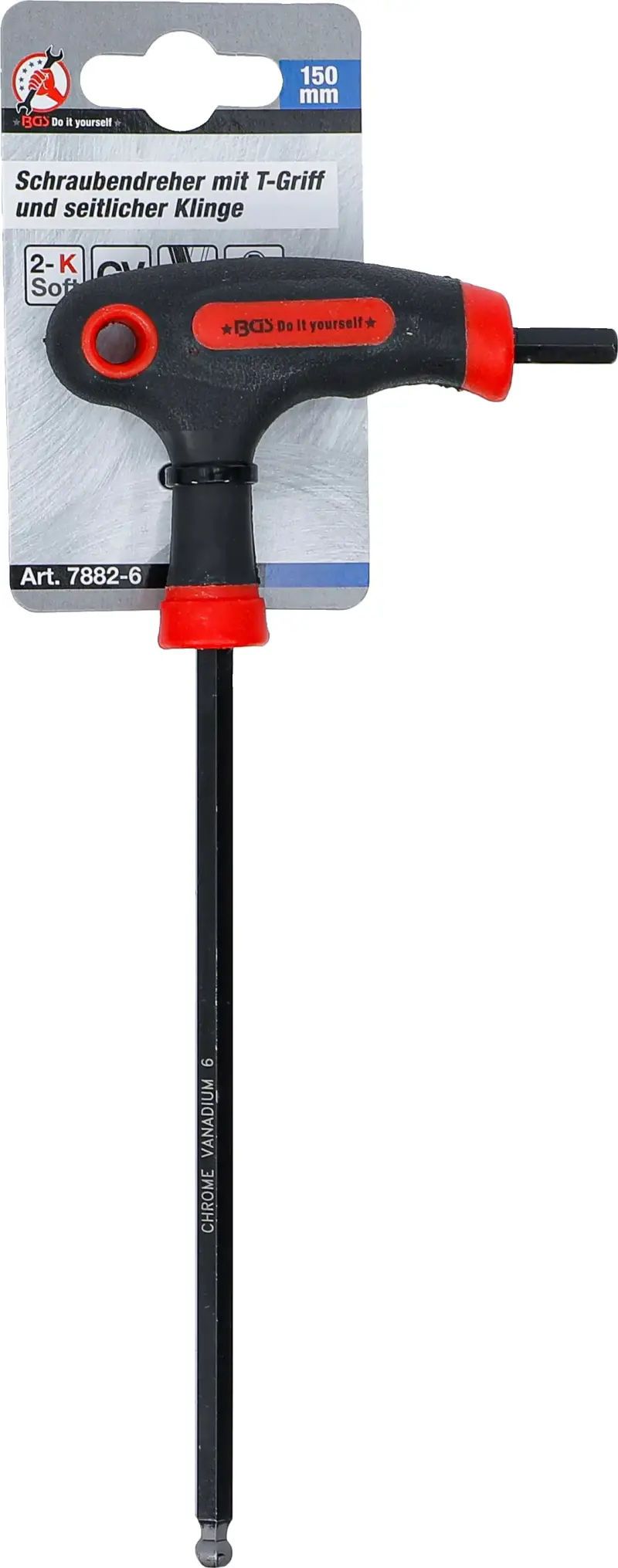 Zástrčný šestihranný klíč (inbus) Kraftmann 6 mm s T-rukojetí BGS107882-6 a boční čepelí (BGS107882-6)