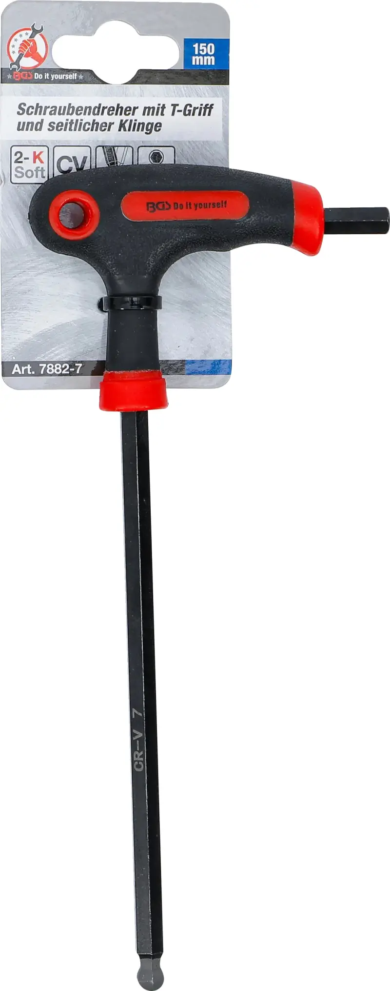 Zástrčný šestihranný klíč (inbus) Kraftmann 7 mm s T-rukojetí BGS107882-7 a boční čepelí (BGS107882-7)