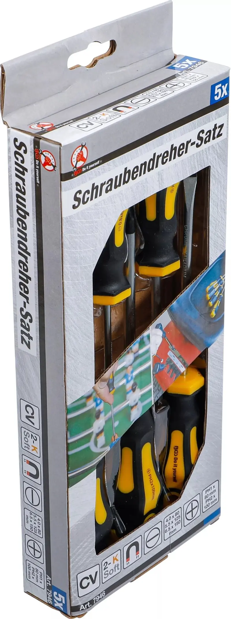 šroubováky ploché a křížové PH, sada 5 dílů (BGS107946)