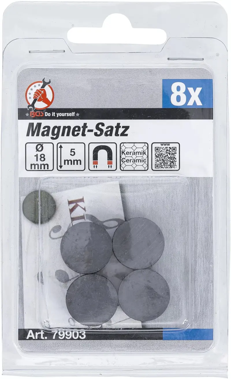Magnety pr. 18 mm Kraftmann BGS1079903 keramika. Sada 8 dílů (BGS1079903)