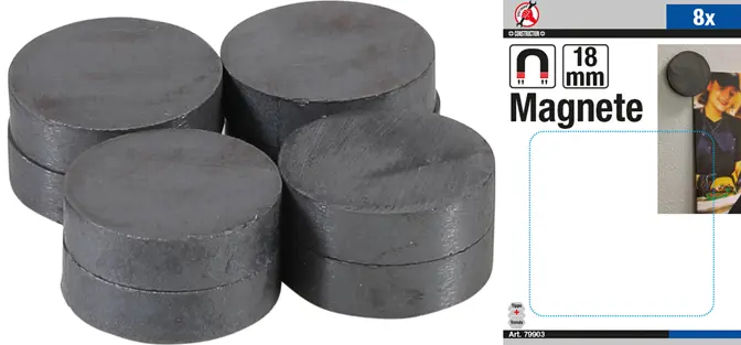 Magnety pr. 18 mm Kraftmann BGS1079903 keramika. Sada 8 dílů (BGS1079903)