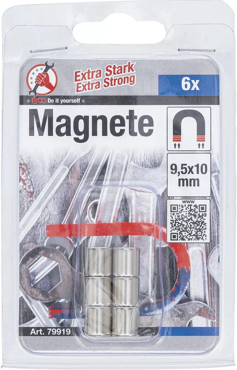 Magnety pr. 9,5 mm Kraftmann BGS1079919 extra silné. Sada 6 dílů (BGS1079919)
