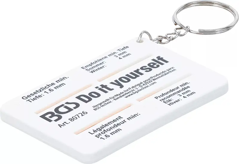 Hloubkoměr běhounu pneumatik Kraftmann 0 ÷ 20 mm s klíčenkou BGS1080726 (BGS1080726)