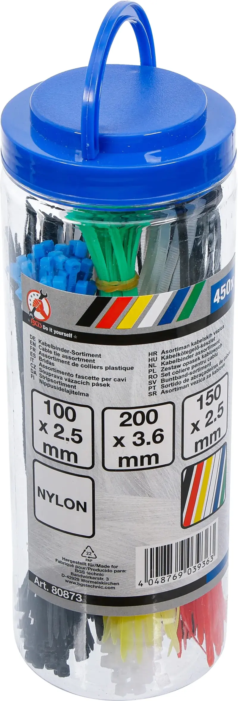 Vázací pásky Kraftmann 100 ÷ 200 mm BGS1080873. Barevné (Sada 450 dílů) (BGS1080873)